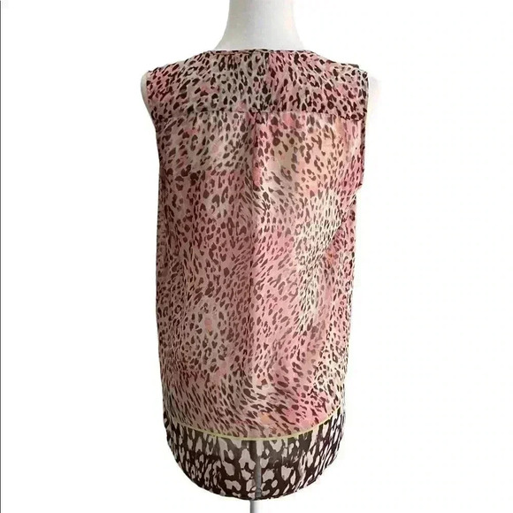 CAbi Beguile Animal Print Sleeveless sheer Button Tunic S - Picture 3 of 5